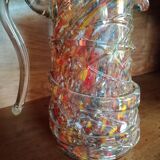 Multi-colored speckled glass pitcher