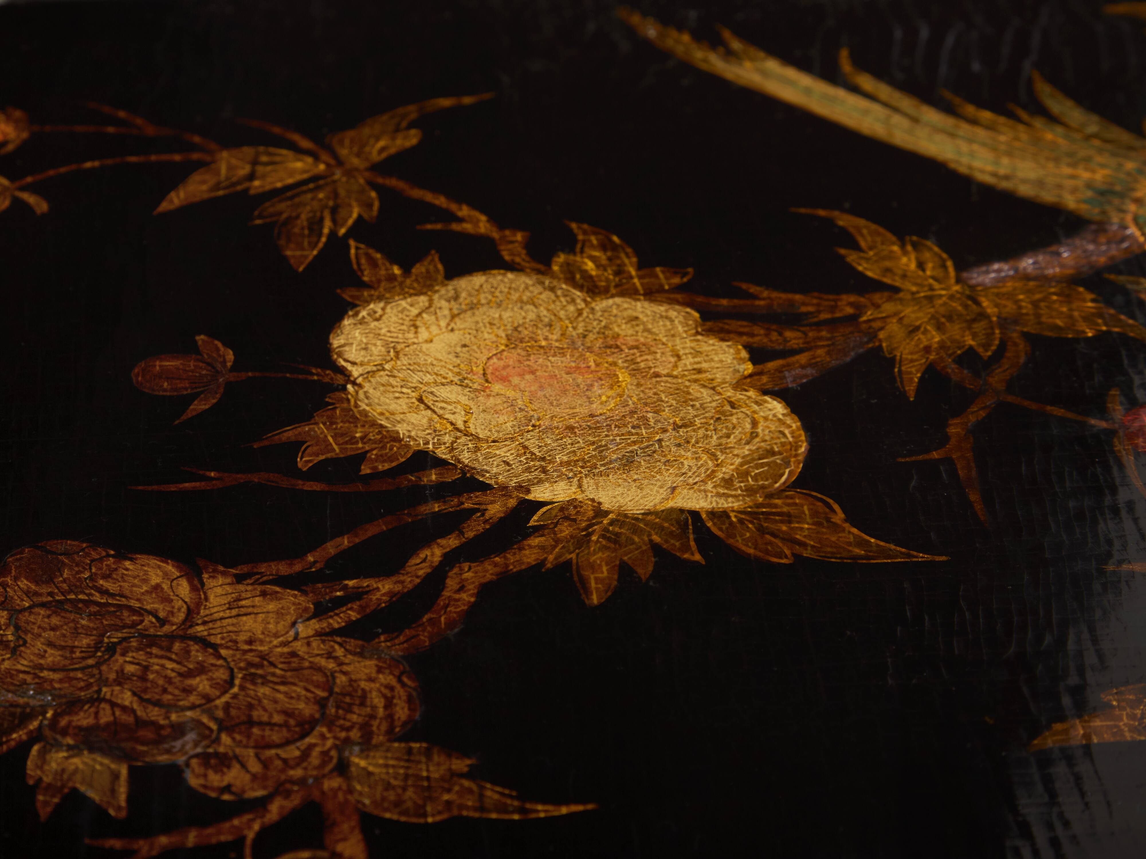 Maison Baguès bamboo brass Chinese lacquered small coffee table 1950s