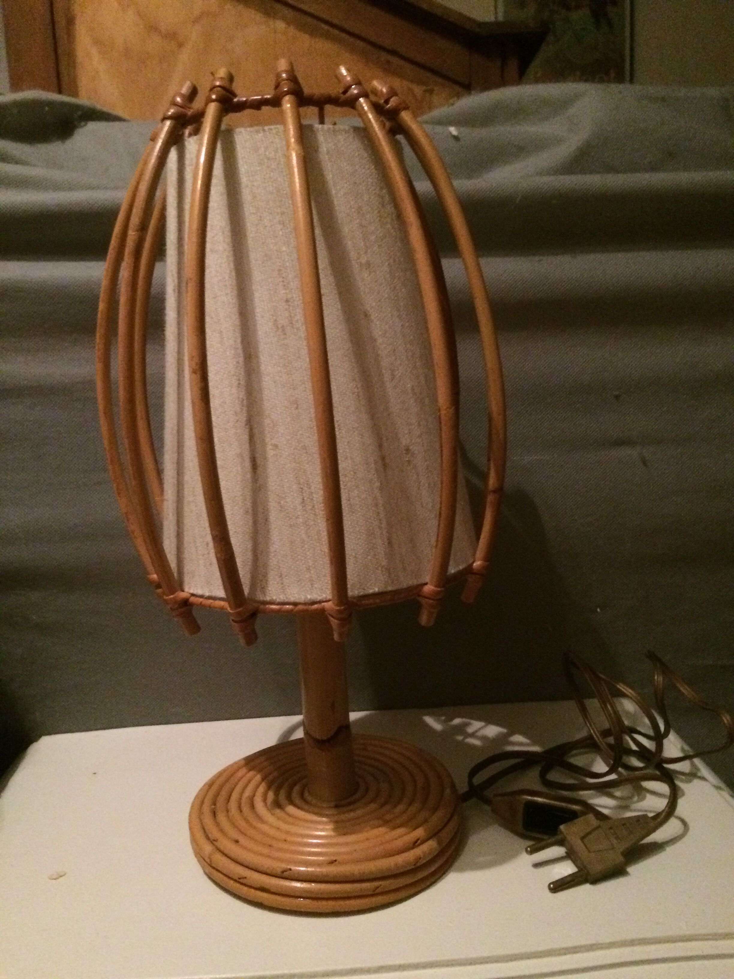Rattan and bamboo lamp