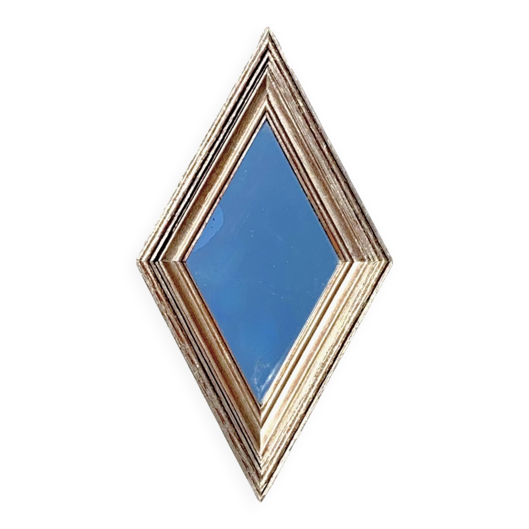 Small vintage wooden diamond wall mirror