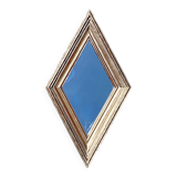 Small vintage wooden diamond wall mirror