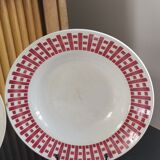 6 old plates mismatched geometric patterns Moulin des Loups, St Amand