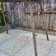 Console, table, bois brut, métal, vintage