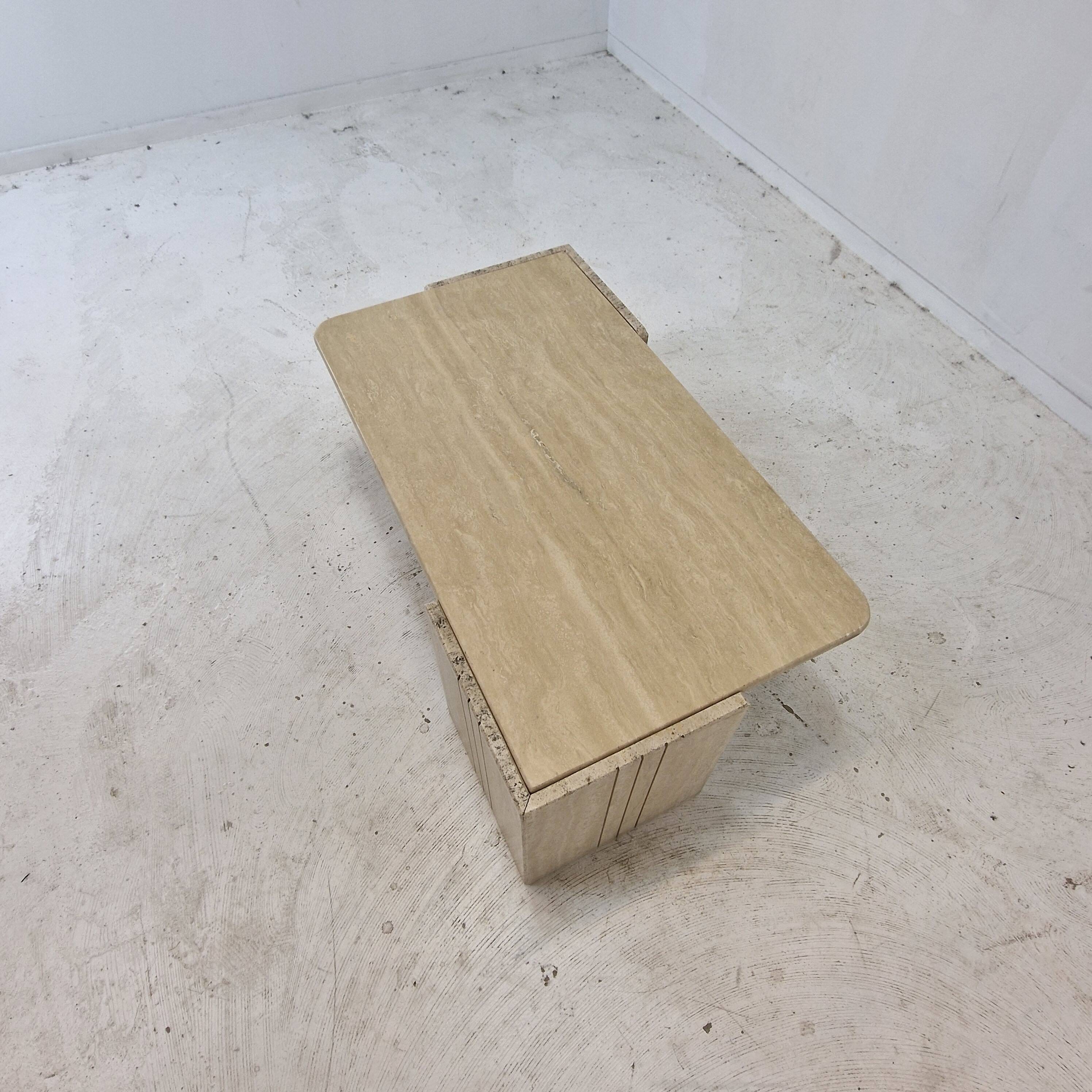 Italian Coffee Table in Travertine, 1980s