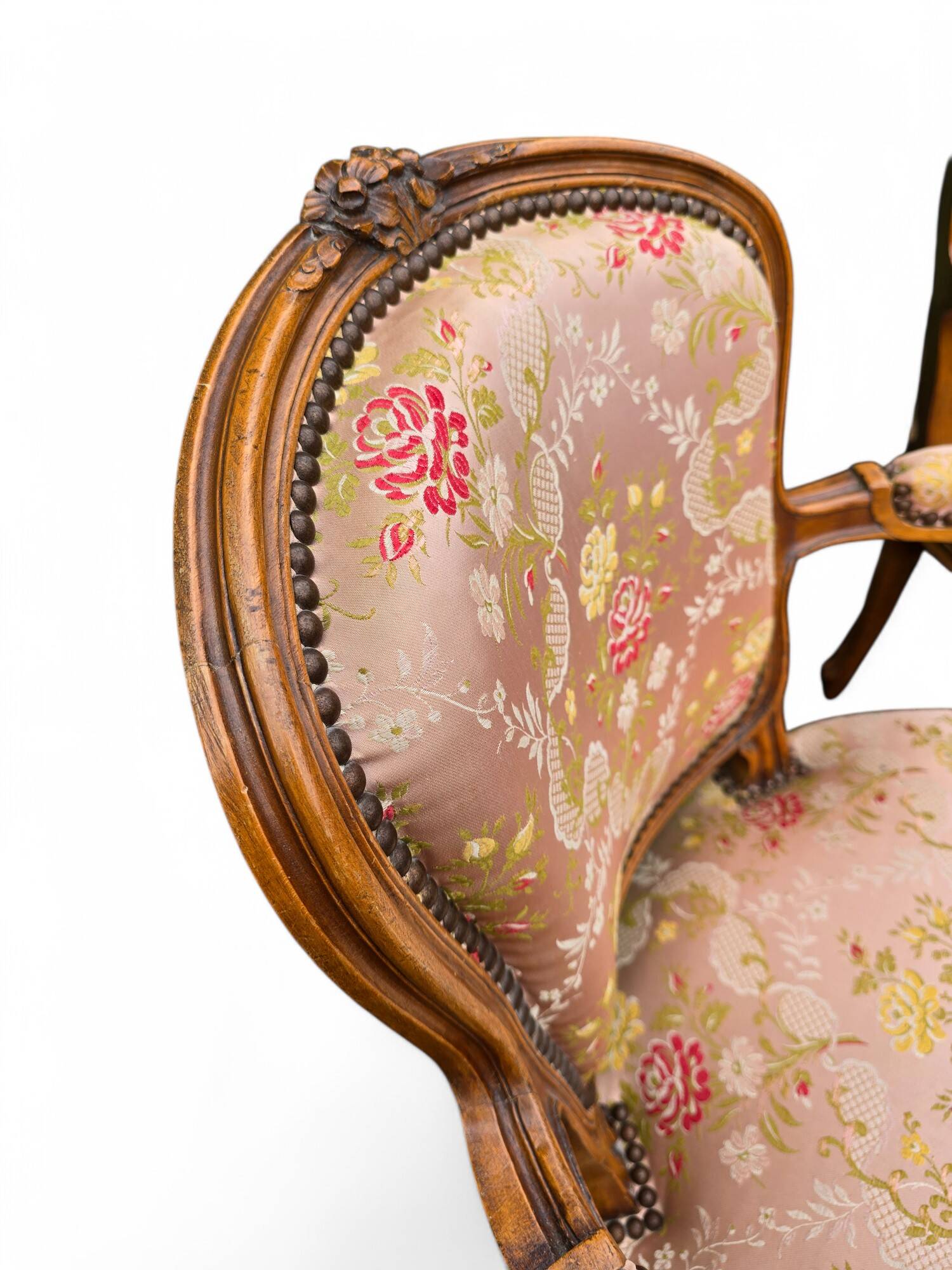 Pair of Louis XV cabriolet armchairs in floral fabric