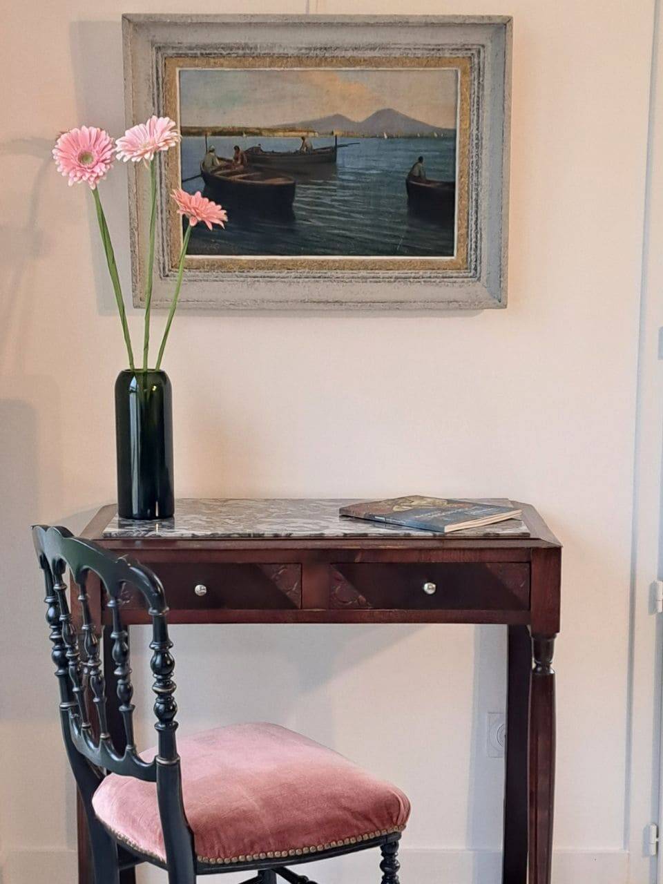 Art Deco Wooden and Marble Console Table