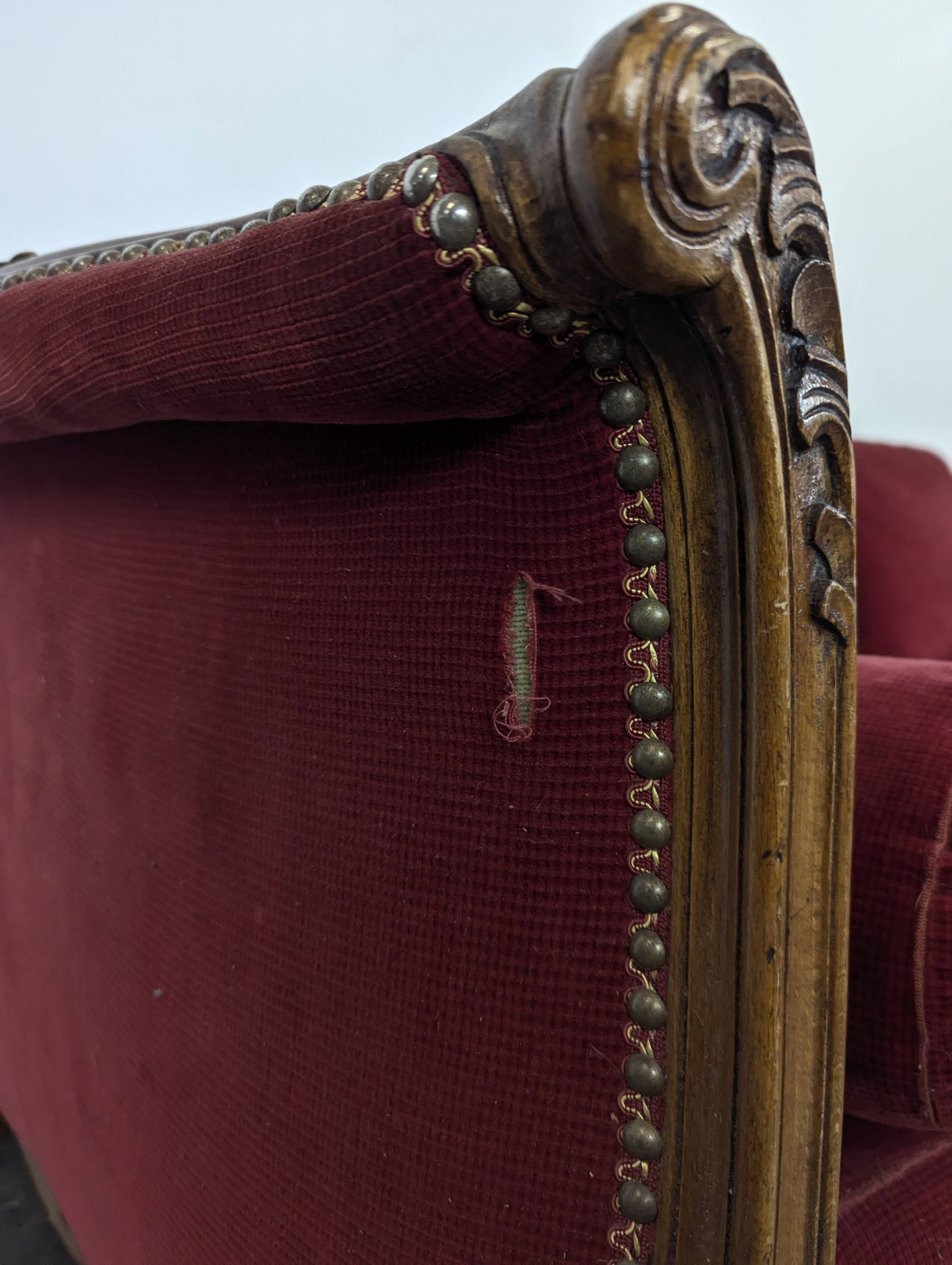 Louis XV style daybed in red velvet