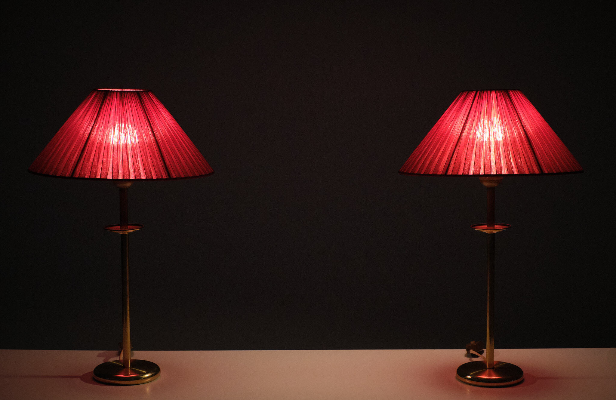 Vintage Set Brass Table Lamps, 1970s