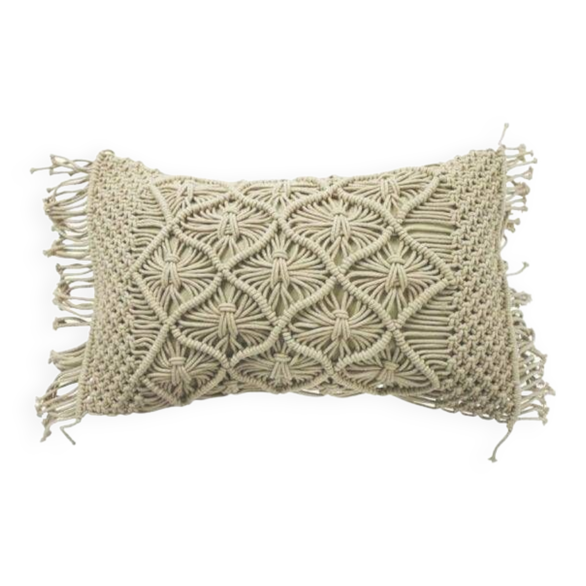 Beige braided macrame cushion 30x50 cm