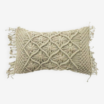 Beige braided macrame cushion 30x50 cm