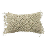 Coussin macramé tressé beige 30x50 cm