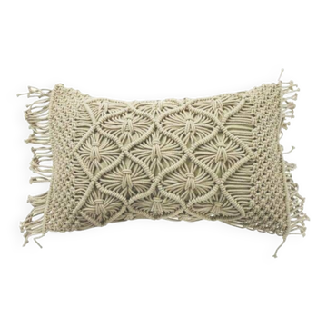 Beige braided macramé cushion 30x50 cm