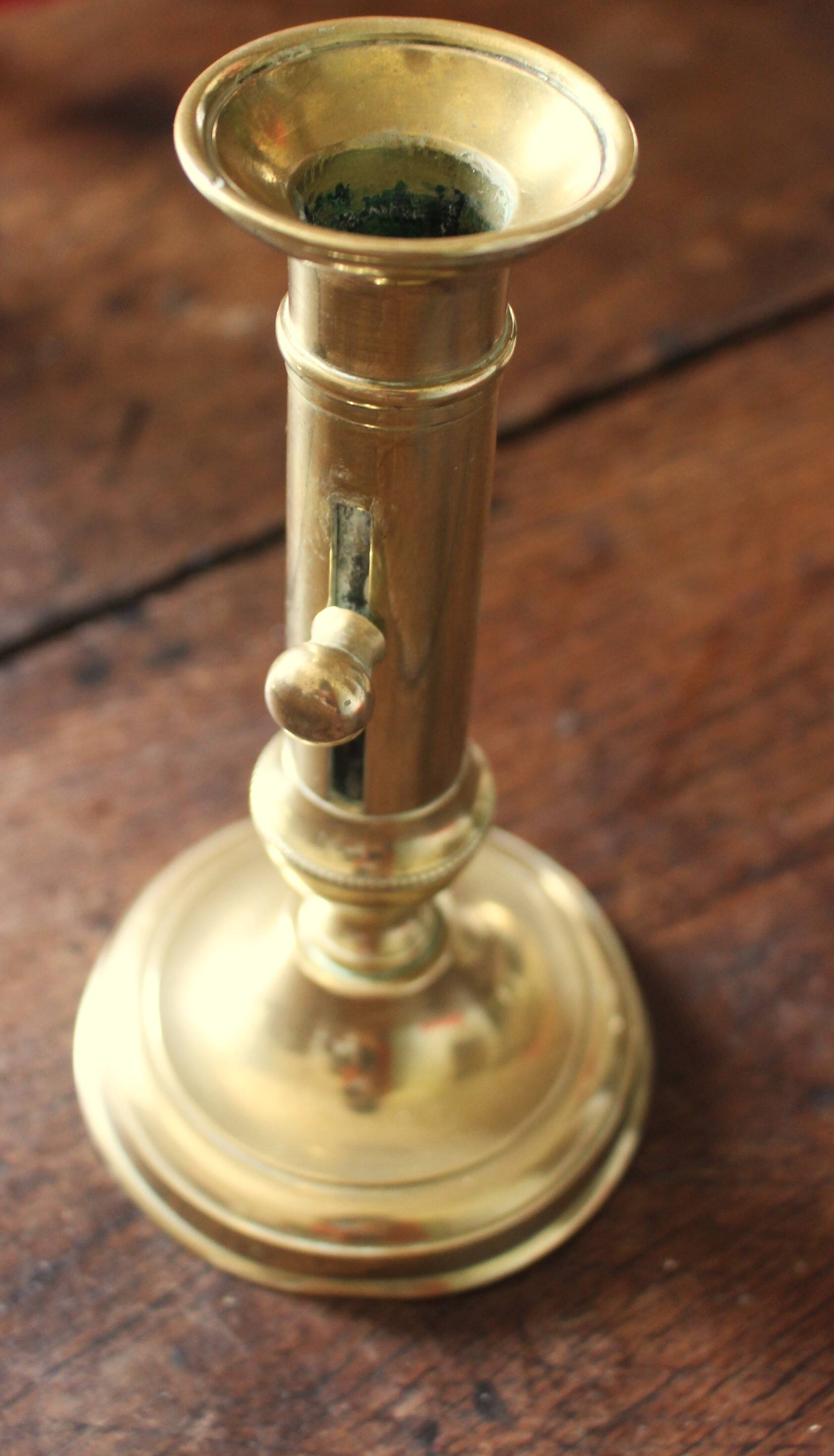 Brass torch candle holder push decor