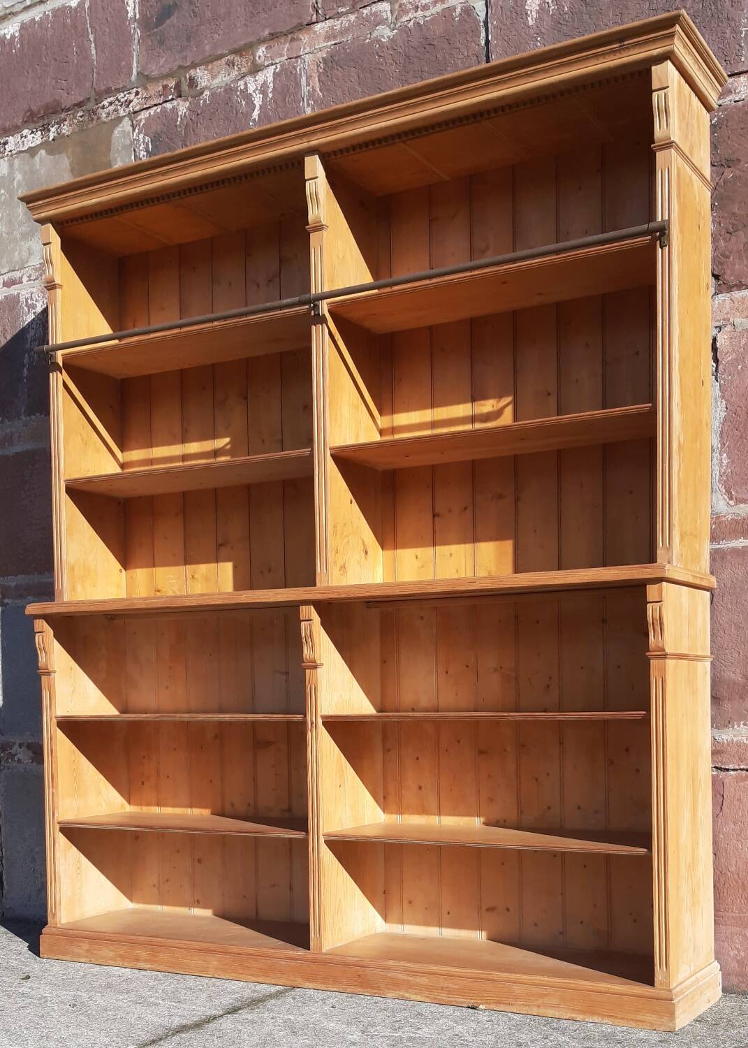 Pine bookcase (251 x 49 x height 288 cm)