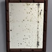 Antique tramp art folk art distressed mirror, Belgium ca 1900s