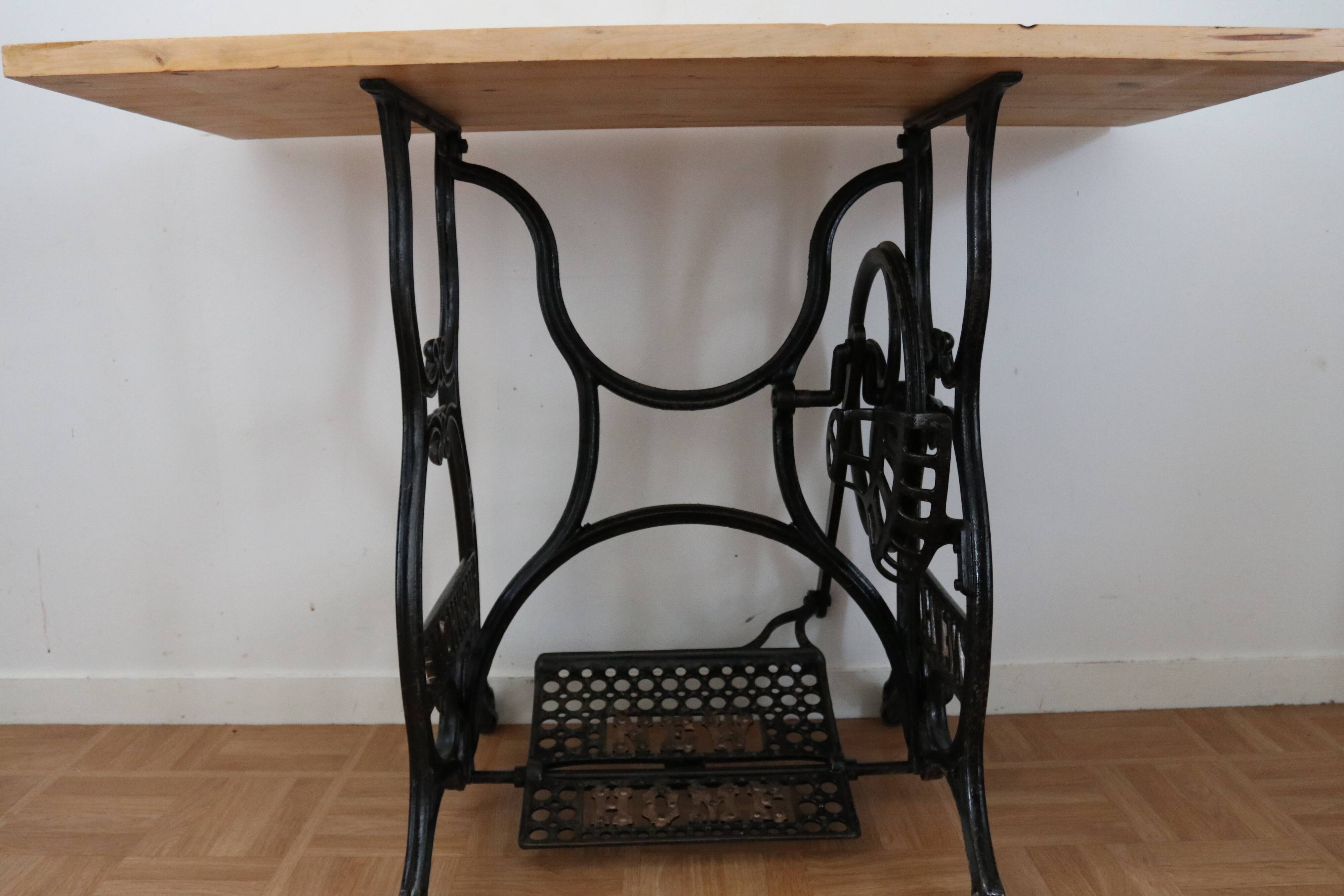 Living room console with sewing machine foot