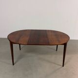Mid-Century Round Dining Table in Palisander Henry Rosengren Hansen, Denmark 1960s