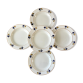 Lot de 5 assiettes creuses Terre de Fer modèle "Roméo" début XXème