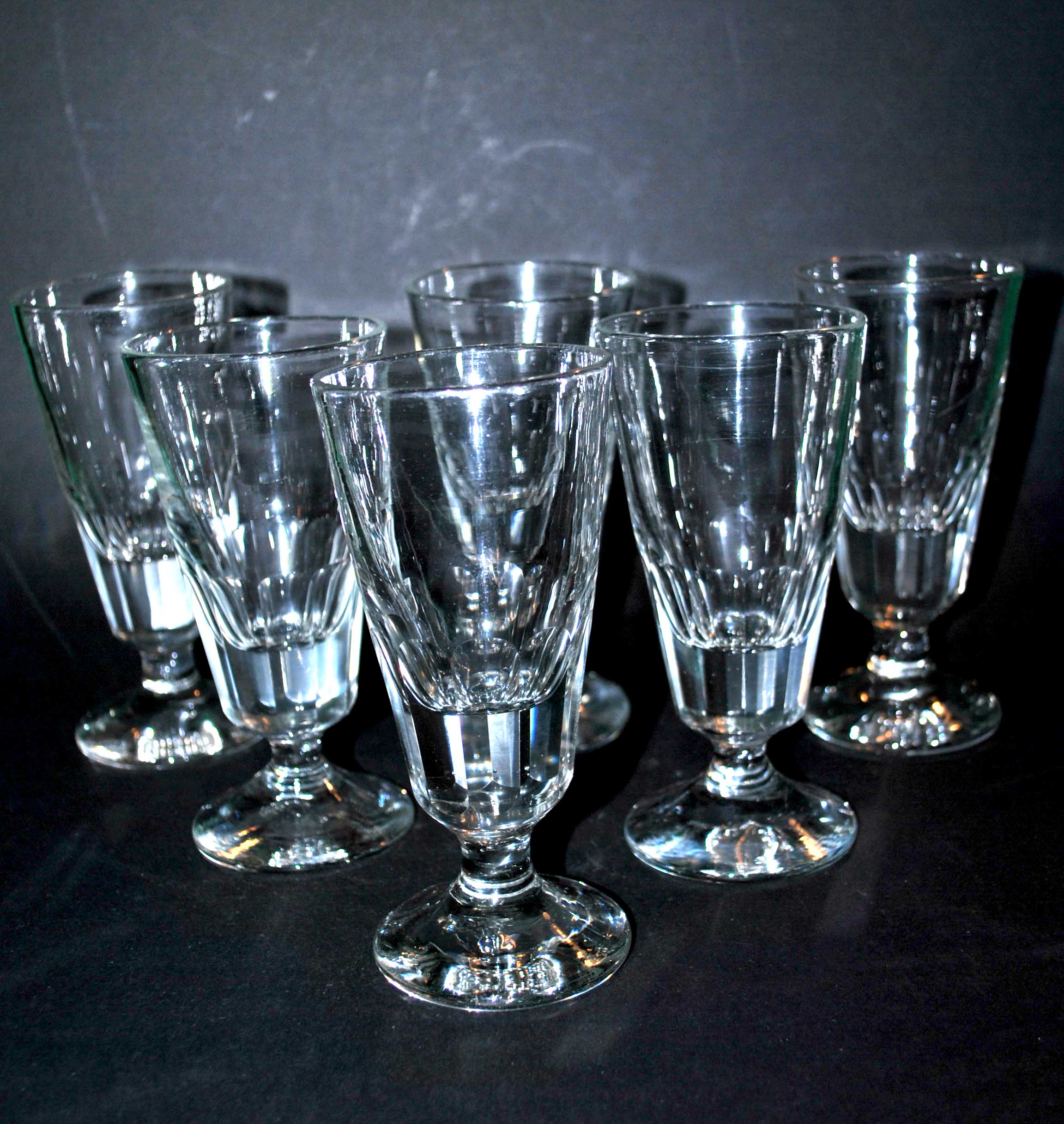 Series of 6 antique coffee glasses