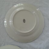 4 flat plates Keller & Guerin Luneville décor flowers Passionflower blue faience old