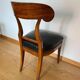 Biedermeier Shovel Chair in Walnut Veneer & Black Leather, Austria, 1820s