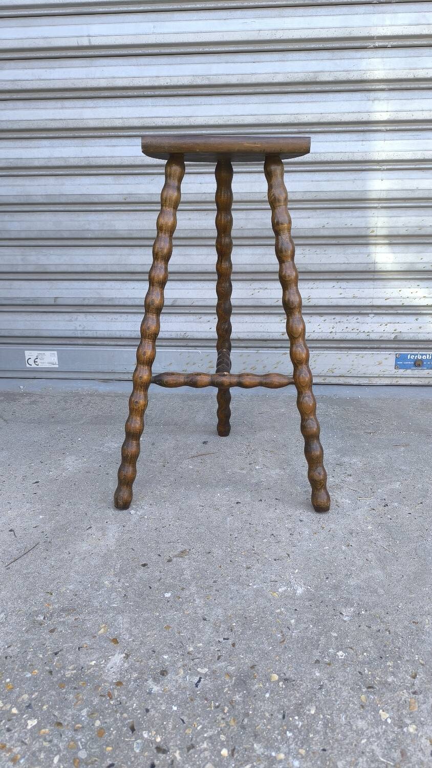 Turned wooden tripod stool 1950