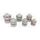 Series of 6 Art Deco enamelled spice pots