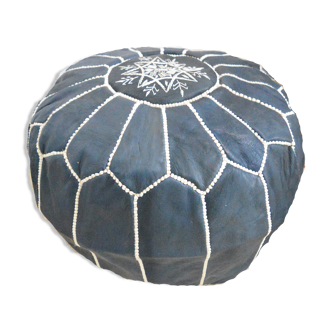 Moroccan leather pouf