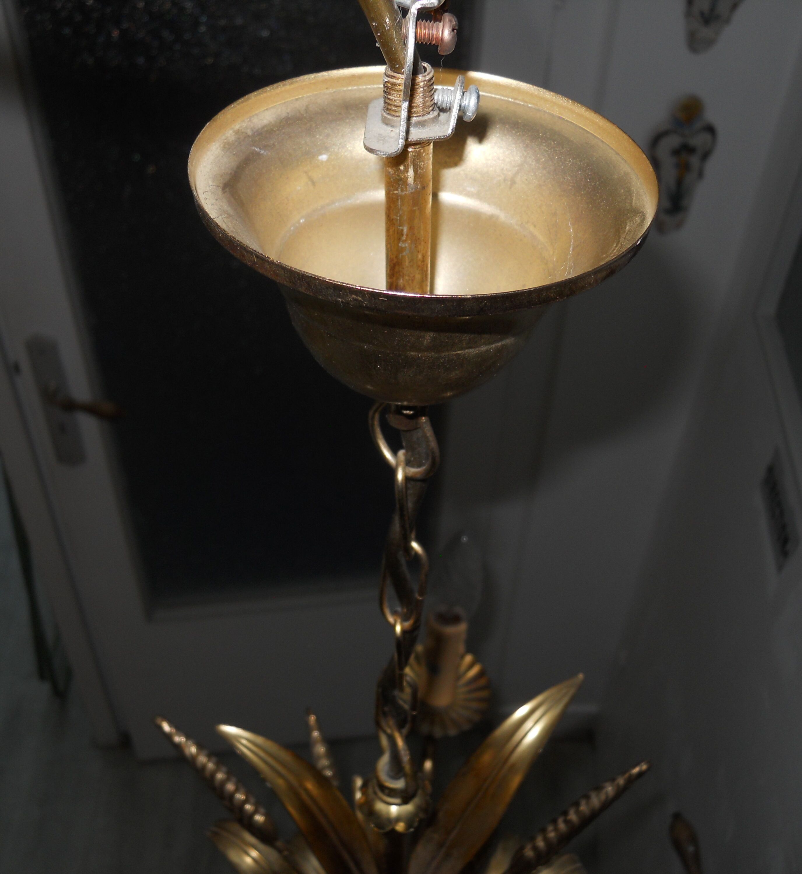 Chandelier epis de ble metal dore 3 lights