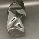 Black tinted glass vase with crumpled effect