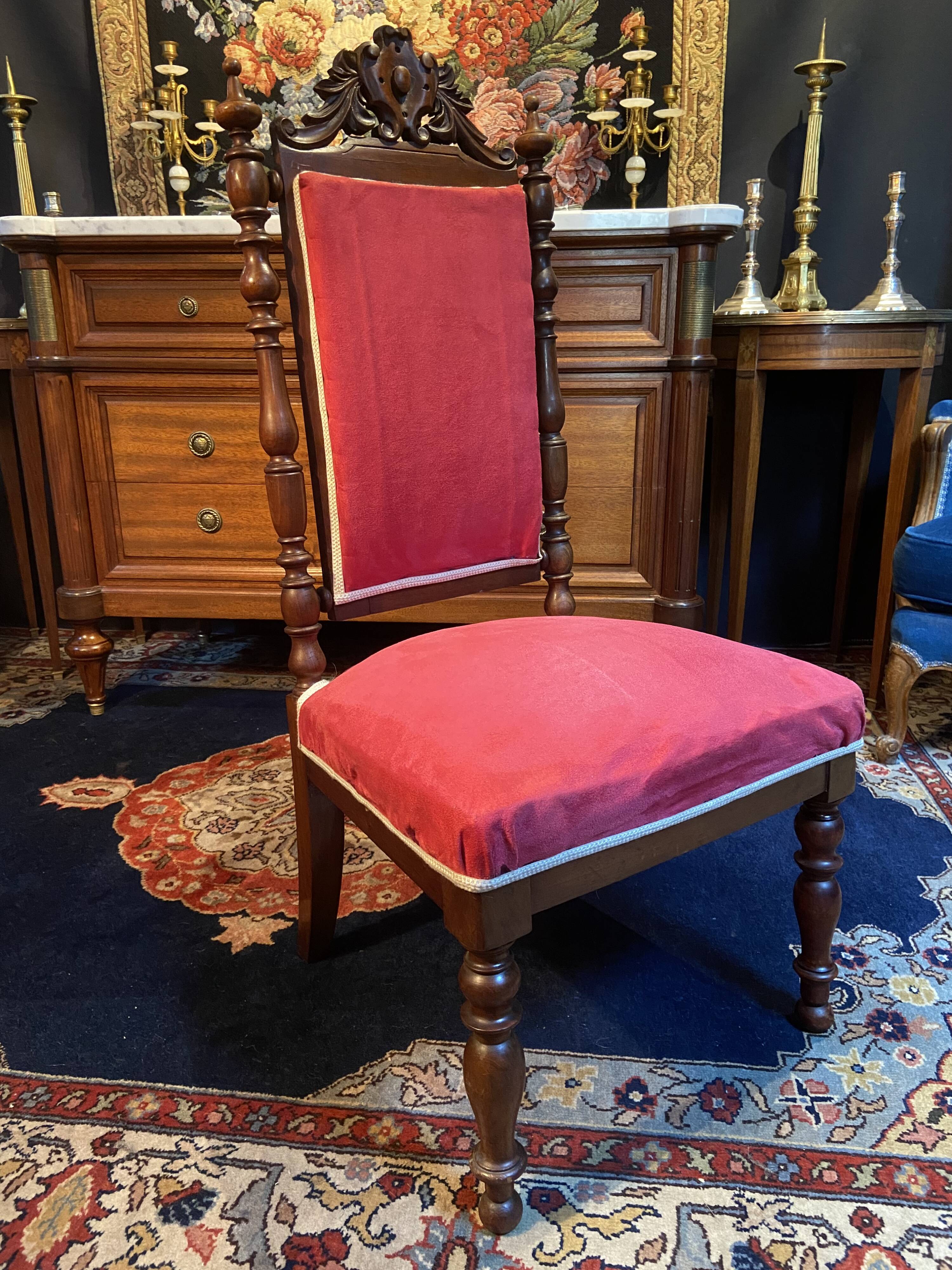 High-backed chaise longue in carved mahogany, 19th century, Napoleon III