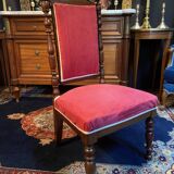 Chaise chauffeuse à haut dossier en acajou sculpté XIXe Napoléon III