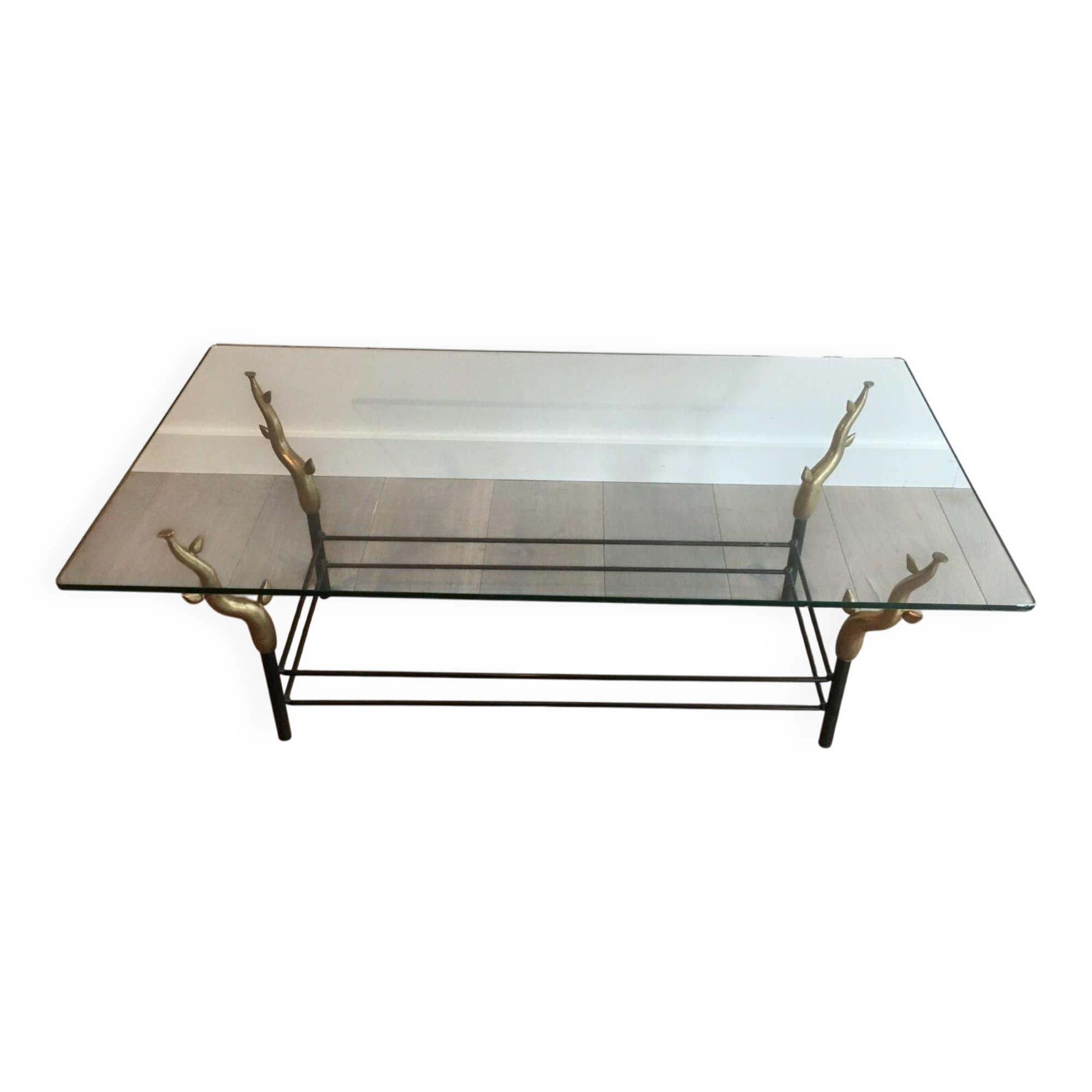 Table basse en fer forgé dans le goût de Willy Daro
