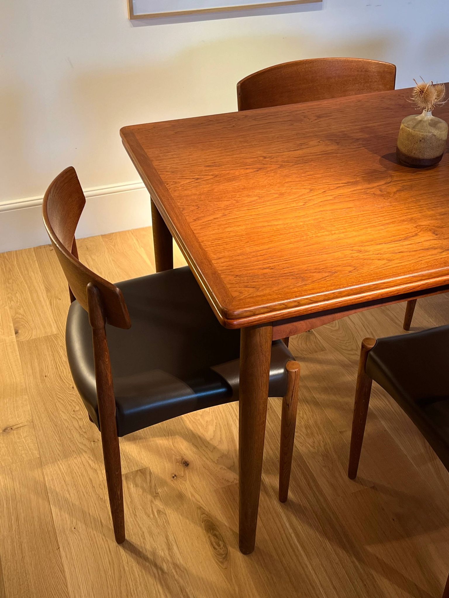 Set of 4 vintage Scandinavian "Huldra" oak chairs