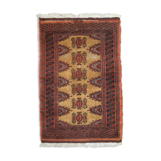 Vintage carpet Uzbek Bukhara handmade 77cm x120cm 1960s, 1C734