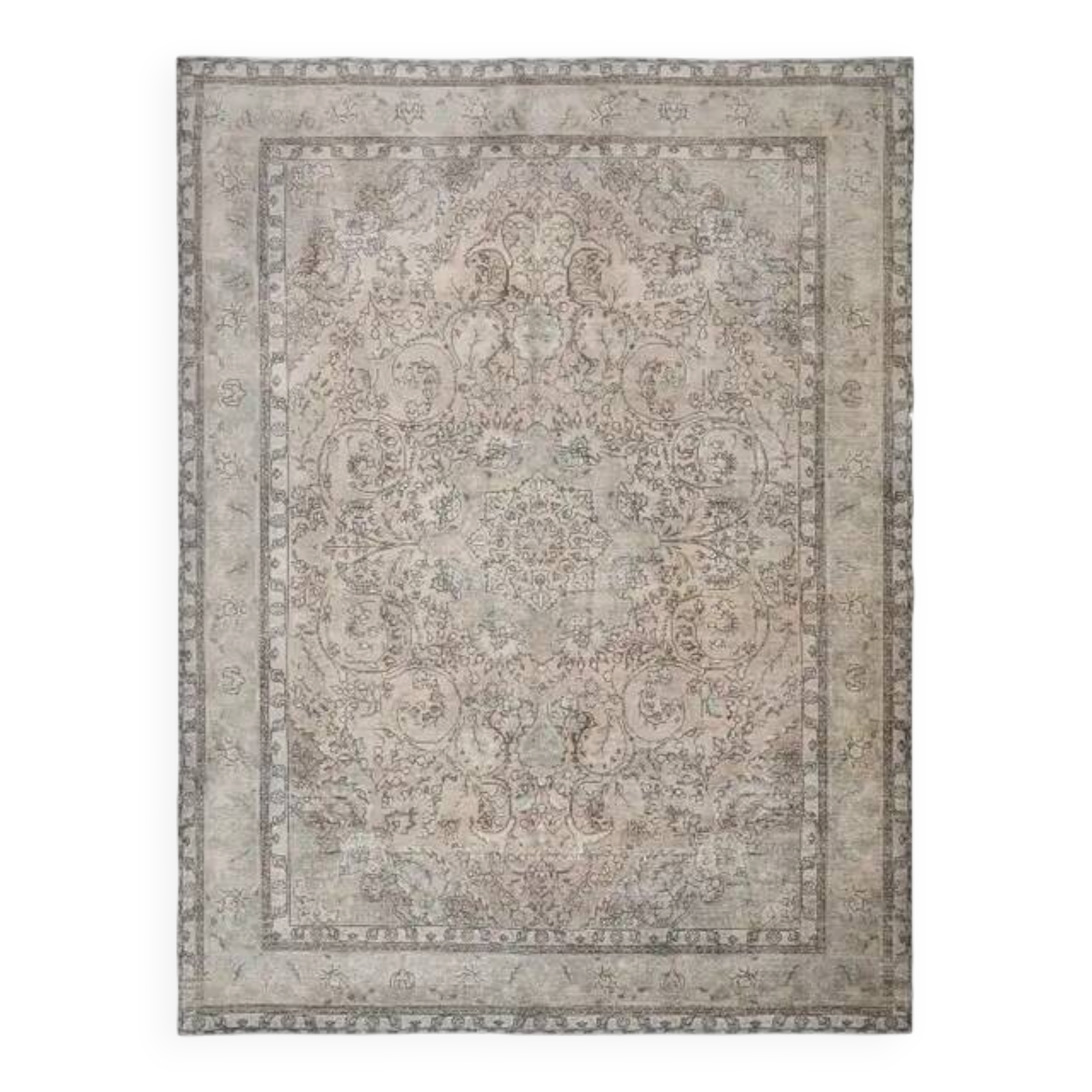 1970s Vintage Persian Handmade Wool Cotton Brown Area Rug 292x388