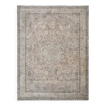 1970s Vintage Persian Handmade Wool Cotton Brown Area Rug 292x388