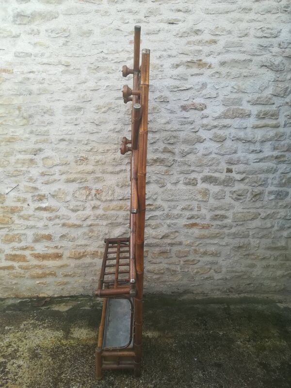 Portemanteau colonial en bambou des années 20/30