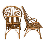Pair of rattan armchairs