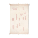 Berber carpet beni urain ecru with pink patterns 258 x 166 cm
