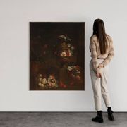 Peinture italienne antique nature morte aux fleurs du XVIIIe siècle