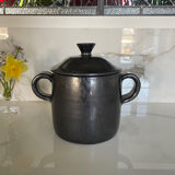 Black ceramic covered pot – Vallauris, 1950s