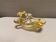 Mid-century yellowish crystal teddy bear ashtray from Vannes Le Châtel France