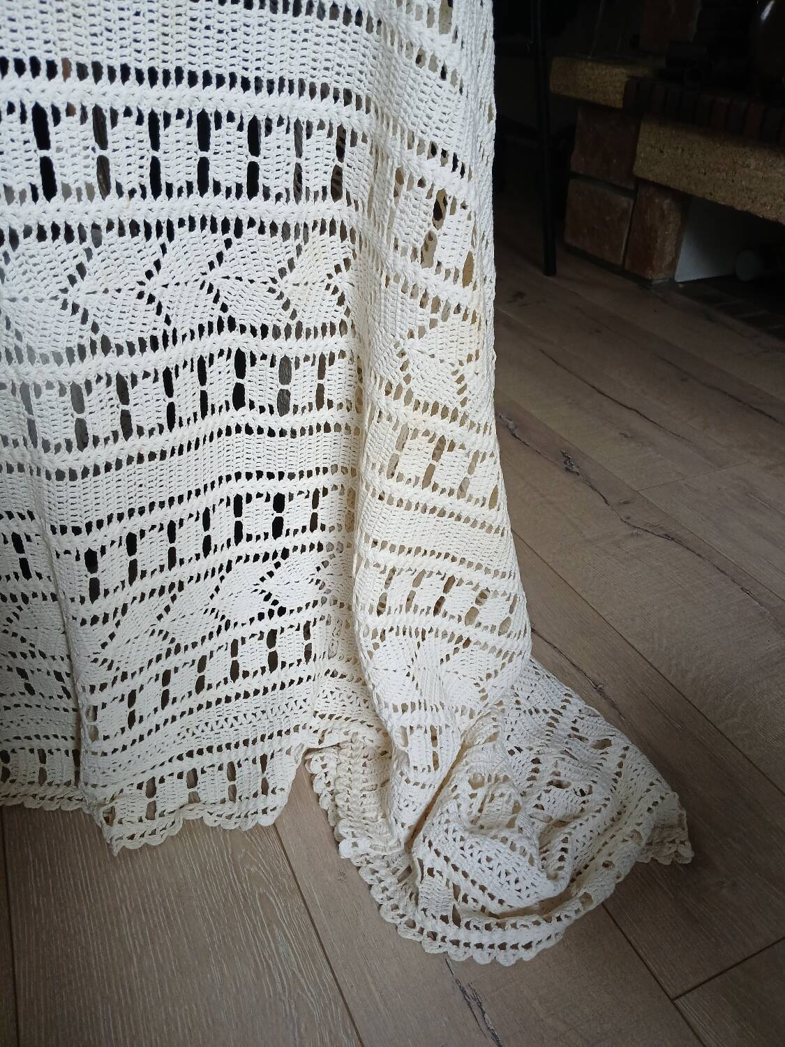 Dessus de lit ancien en crochet fait main