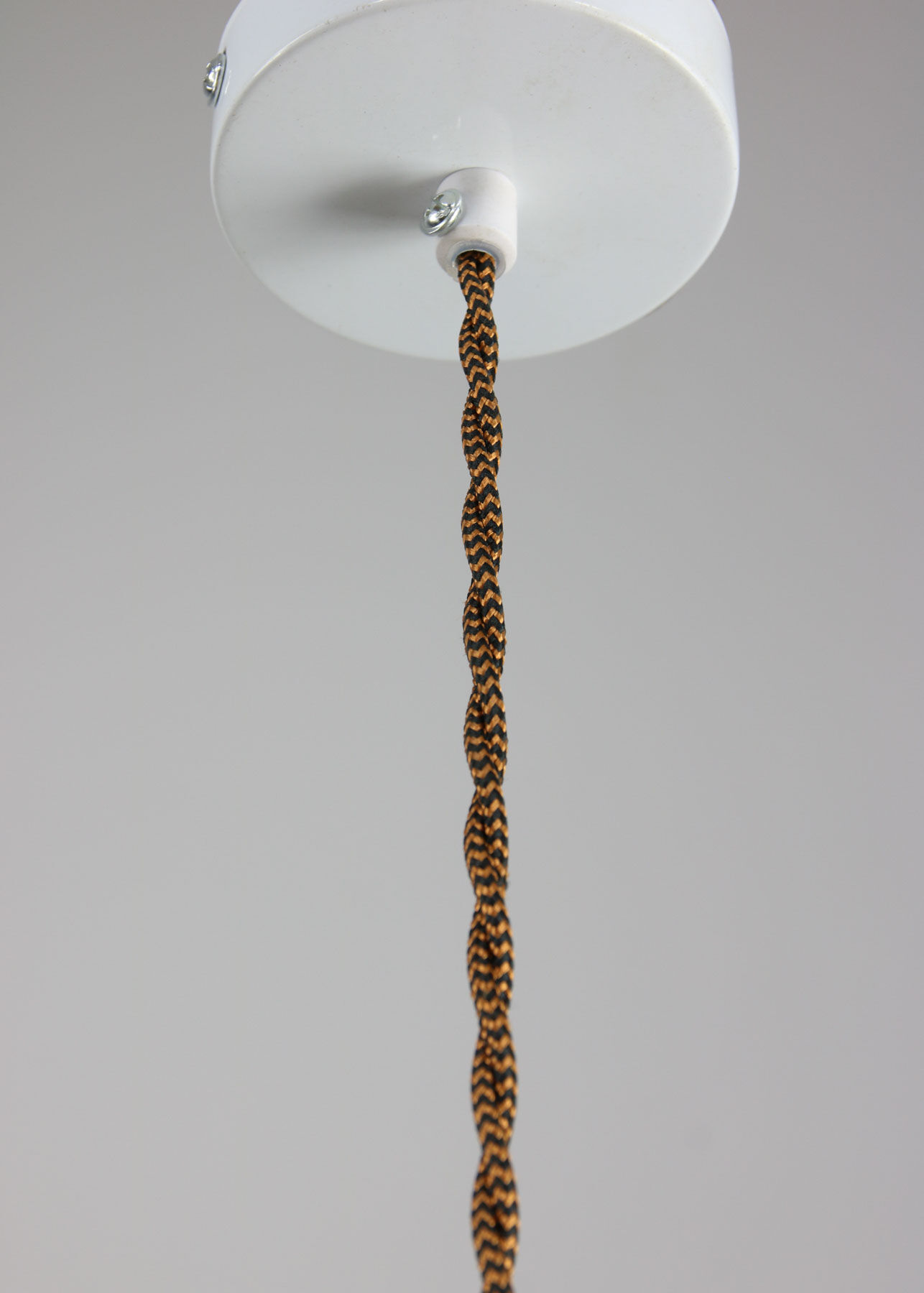 Vintage glass & brass salmon pendant lamp