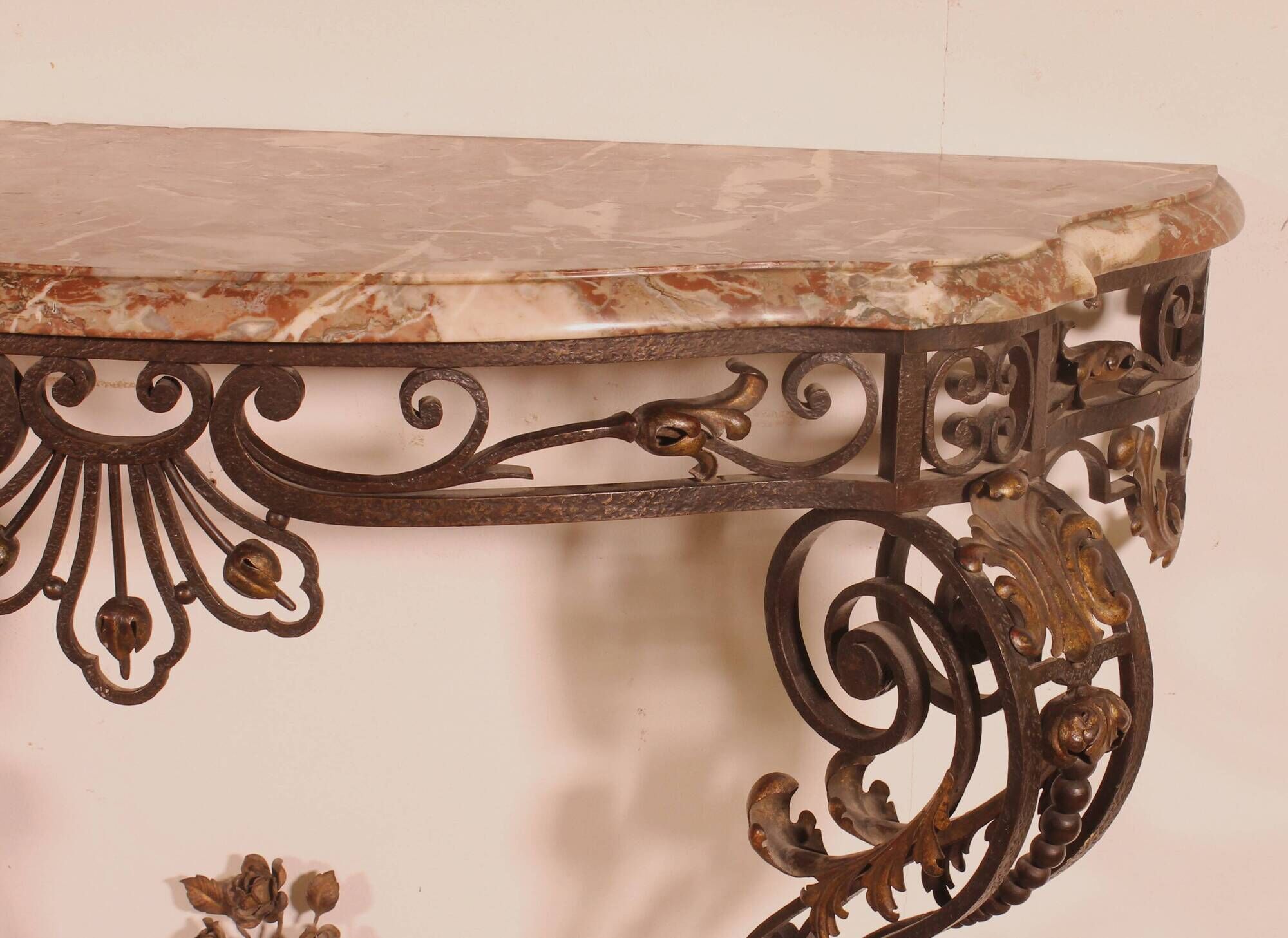 console in wrought iron in Louis XV style - 19th century