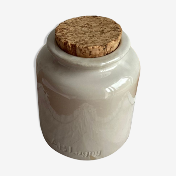 Old mustard pot in glazed stoneware LAB-Lagny with cork cap