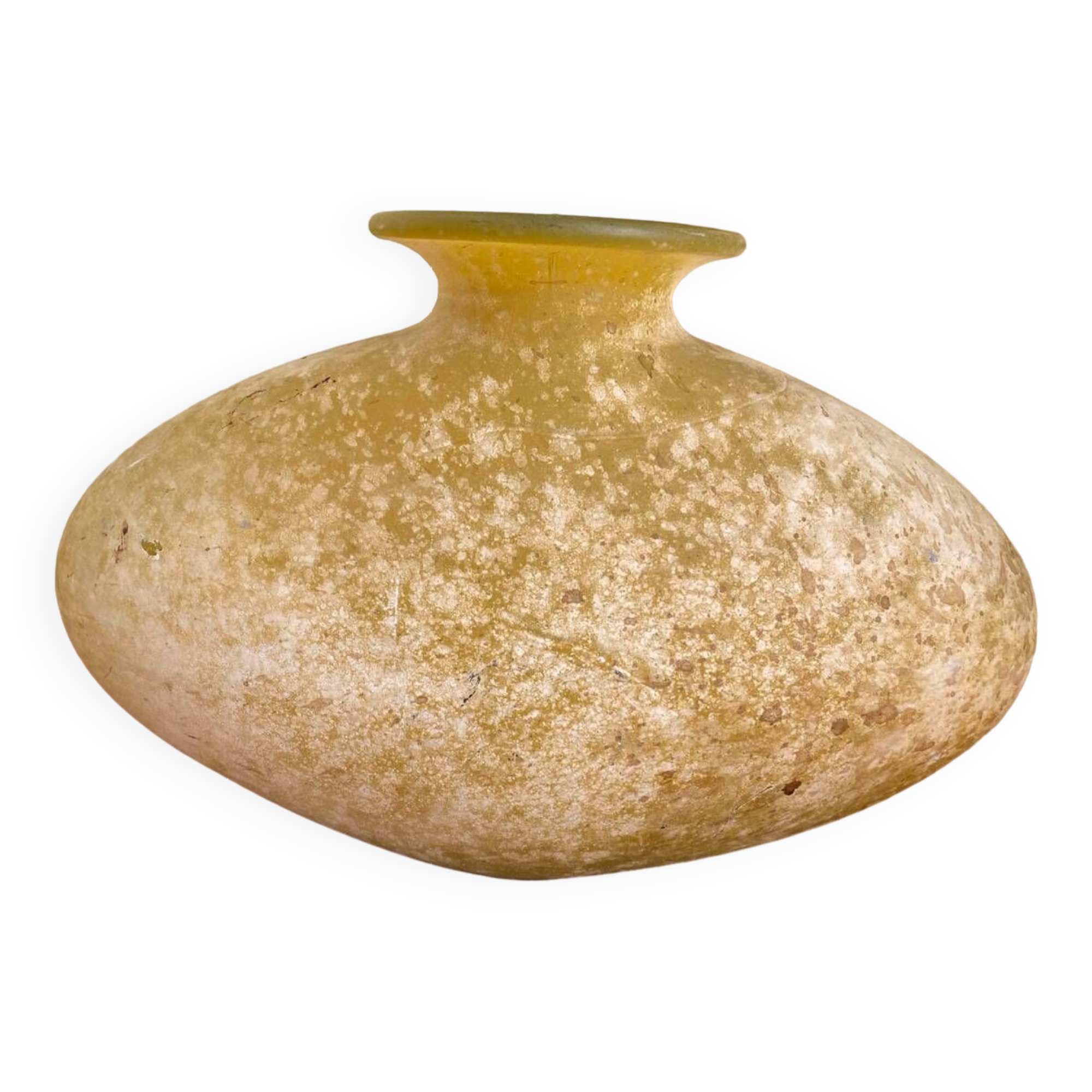 Vintage “SCAVO” vase in yellow Murano glass