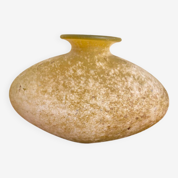 Vase vintage « SCAVO » en verre jaune de Murano