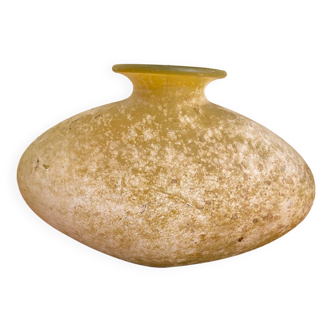 Vase vintage « SCAVO » en verre jaune de Murano